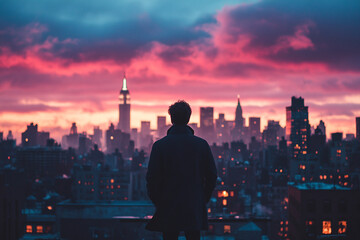 Man standing on a rooftop