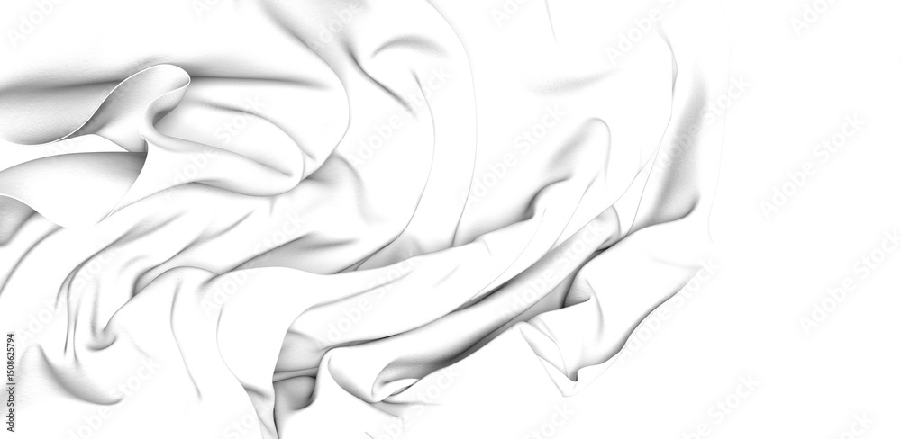 Fototapete close-up of a white fabric with soft folds and creases. the abstract texture creates a smooth and el
