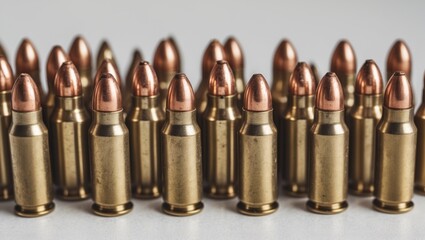 9 mm bullets on white background