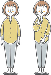 若い女性のイラスト 　全身　ベクター
