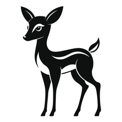 Cute Black and White Silhouette of a Young Deer