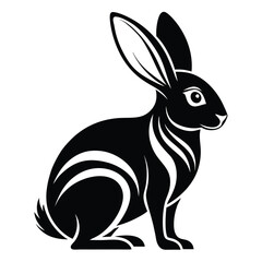 Elegant Black and White Silhouette of a Rabbit