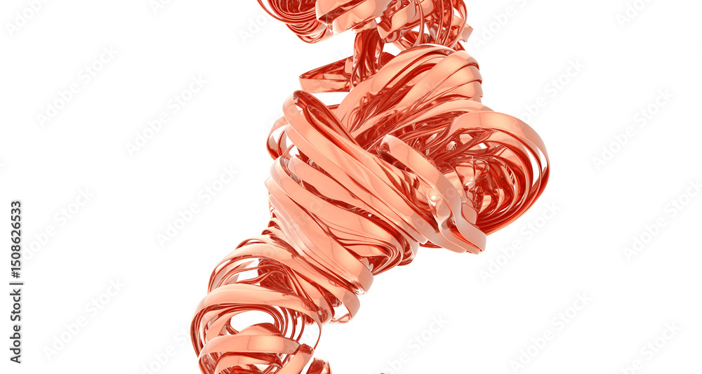Poster high-resolution image of swirling copper ribbons. perfect for modern design projects.
