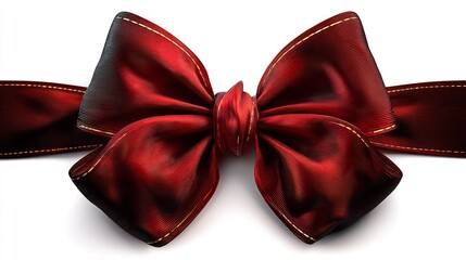 Red Satin Gift Bow Ribbon with Holiday Decoration.