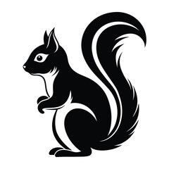 Elegant Black and White Silhouette of a Squirrel