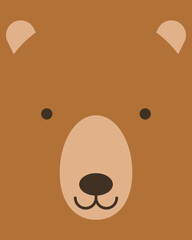 Kid teddy bear character. Cartoon cute face of animal for baby blanket, towel, card, poster, baby shower invitation, printing on fabric, postcard, wrapping paper. Flat vector illustration