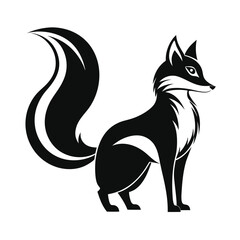 Elegant black and white silhouette of a stylized fox.
