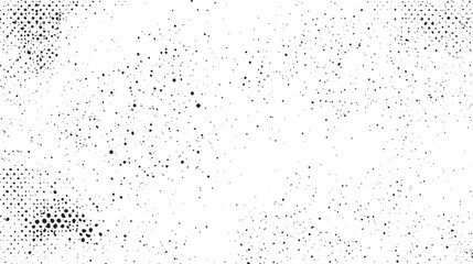Grunge overlay design featuring halftone dots. Rough textured pattern on isolated background. Used for classic poster design and retro vector styles.