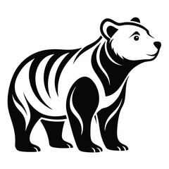 Arctic Polar Bear Stylized Black and White Silhouette Vector Art