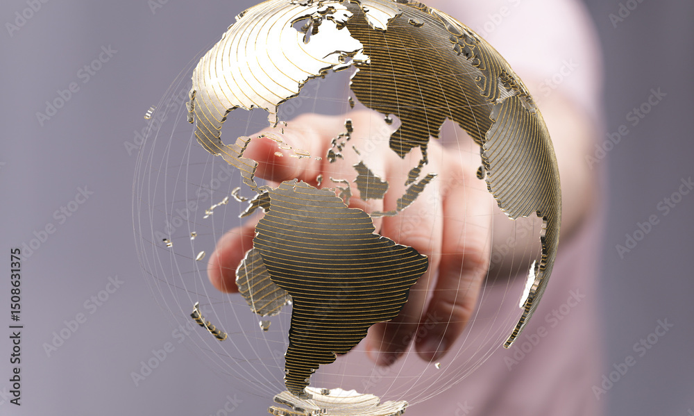 Leinwandbilder high-quality stock photo of a hand interacting with a digital globe, symbolizing global connection a