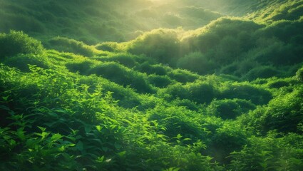 Fototapeta premium Sunny Abstract Green Nature Background with Empty Copy Space for Text