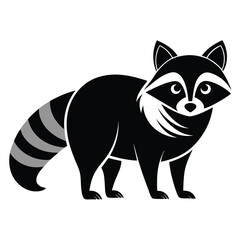 Fototapeta premium Simple black and white silhouette of a raccoon.