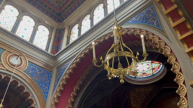 Jewish holy place: light filtering through stained glass
