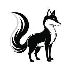 Obraz premium Stylish Black and White Cartoon Fox Silhouette