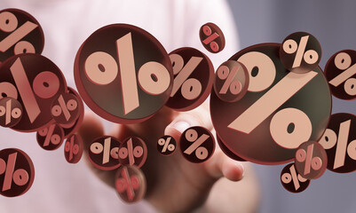 Abstract image of percentage symbols. Ideal for illustrating financial concepts like interest...