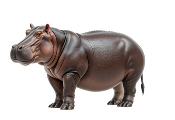 Obraz premium Large Hippopotamus Standing Isolated on Transparent Background