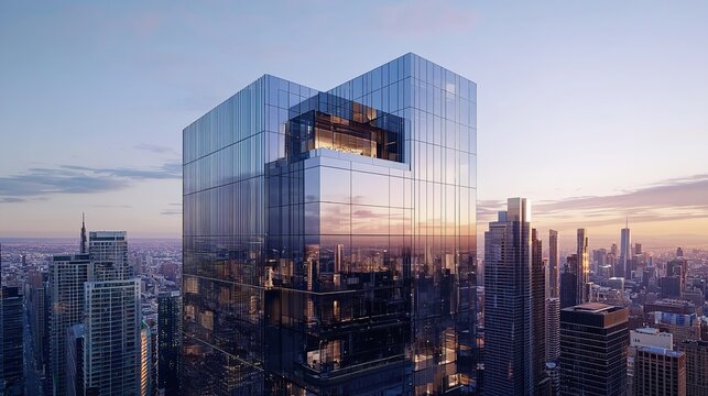 A luxury high-rise building with a mirrored facade