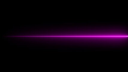 Horizontal neon line animation moving from right to left on black screen. Straight neon laser line color cyan black background - Powered by Adobe