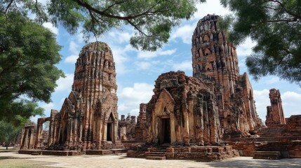 Obraz premium Ancient Ruins of Historic Temple with Towering Structures