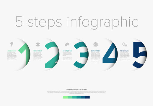 Modern 5 Steps Infographic Template Design with Numbers