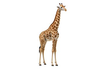 Tall Giraffe Standing Isolated on Transparent Background