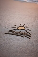 AI-powered sand art projection for children at beach, AI-powered recreation
