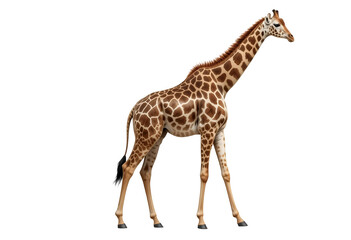 Obraz premium Tall Giraffe Standing Isolated on Transparent Background