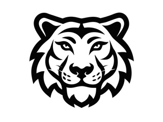 Black and others  tiger head logo against white  background . Simple, bold graphic of a tiger's head in orange outline against a white  background.