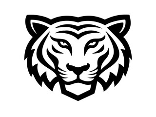 Black and others  tiger head logo against white  background . Simple, bold graphic of a tiger's head in orange outline against a white  background.