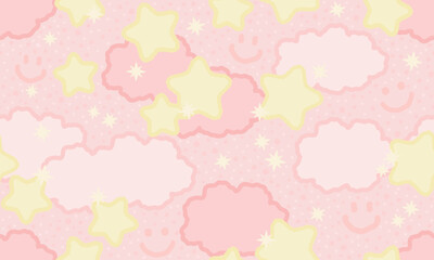 Seamless cute star and cloud pattern
