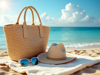 Summer Accessories on a Sunny Beach Day
