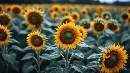 Sunflower Close Up with Empty Copy Space for Text