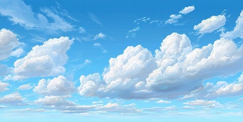 Wide Blue Sky Filled With Fluffy Clouds