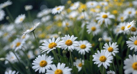Close Up Of Daisy Flowers, Selective Focus with Empty Space for Text