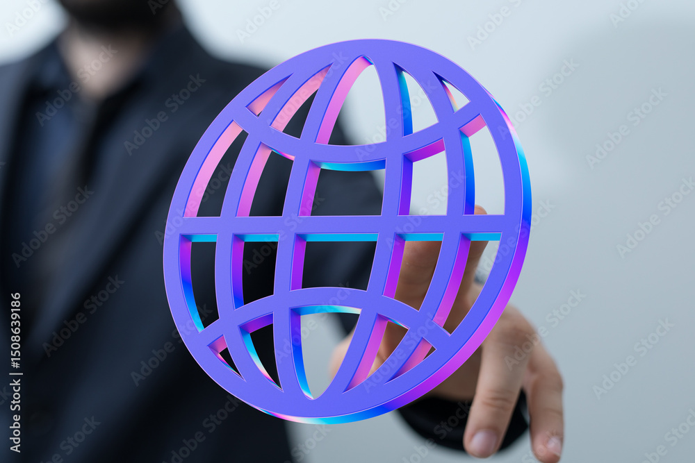 Leinwandbilder abstract image of a businessman holding a digital globe, representing global connectivity and networ