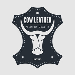 Leather craft, Cow leather logo design. Vector illustration