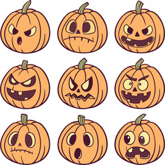 set of halloween pumpkins