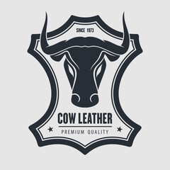 Leather craft, Cow leather logo design. Vector illustration