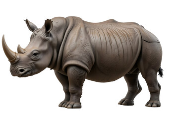 Obraz premium White Rhinoceros Standing Isolated on Transparent Background