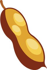 Tamarind Pod Vector Illustration Minimal Design.