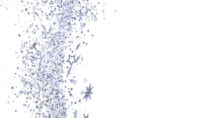 Sparkling silver stars burst on white. Perfect for celebrations, holidays, and more!