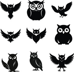 Silhouette of an Owl Spreading Its Wings  
