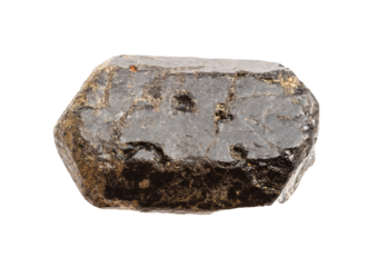 rough augite crystal mineral isolated on white