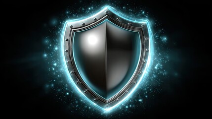 Metallic shield graphic illustration