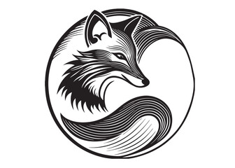 fox silhouette vector illustration, fox animal vector silhouette, fox silhouette, icon logo, fox head silhouettes vector art, wolf silhouette logo set, black and white fox vector logo.	