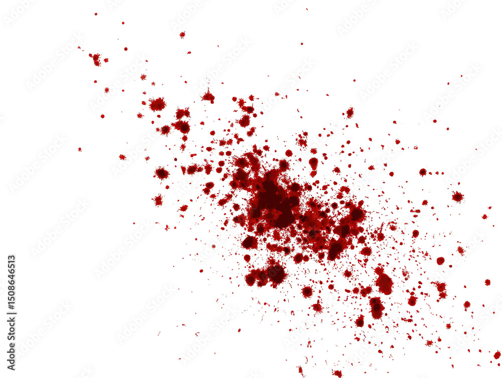 Fototapete splattered red paint on transparent background isolated artistic rendering graphic design