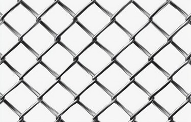 Fototapeta premium A black and white image of a chain link fence. The fence is made of metal and is very thin