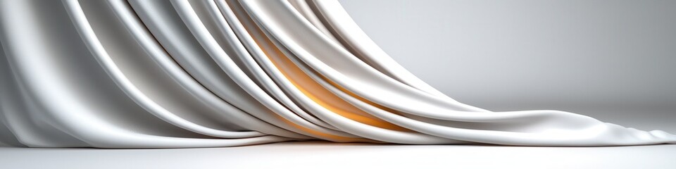 Abstract Draped White Fabric with Golden Light