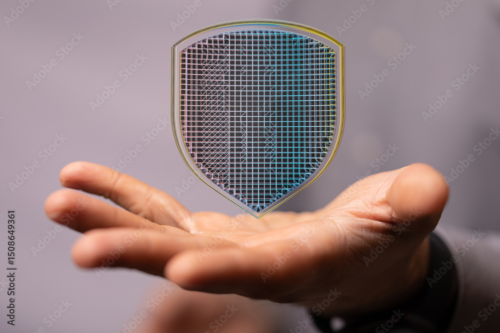 Aufkleber Secure your data with robust cybersecurity.  Image shows a digital shield, symbolizing protection.