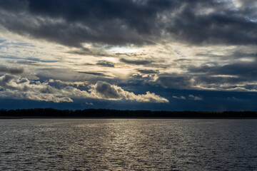 Heavy clouds on Lake Ros. Pisz. Masuria.